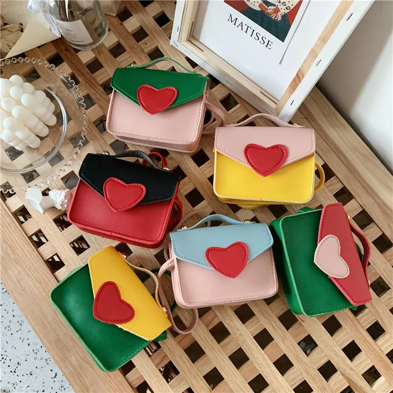 

Korean-style 2019 New Style Shoulder Bag/ Hand Bag Baby Nursery Shoulder Bag Pu Small Peach Heart Versatile Cute Mini Square Sli