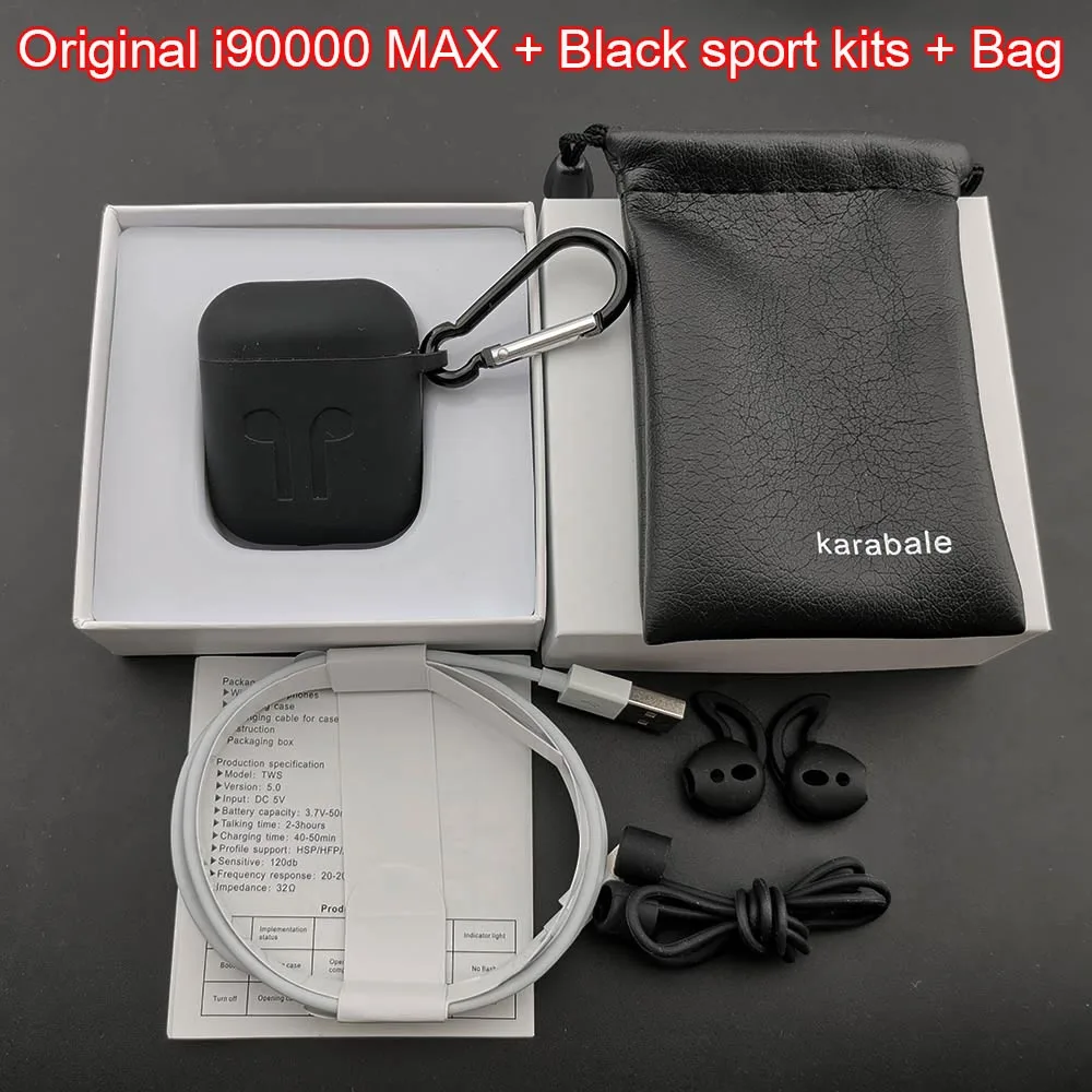Наушники i90000 MAX Tws с функцией преобразования местоположения i90000MAX беспроводные Bluetooth наушники с регулятором громкости супер бас PK i50000 i9000TWS - Цвет: Blacksport