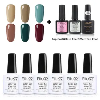 

Elite99 9pcs/set Gel Nail Polish Kit with No Wipe Top Base Coat Sets Matte Top Coat Soak Off Led Lamp Nail Art Manicure Set