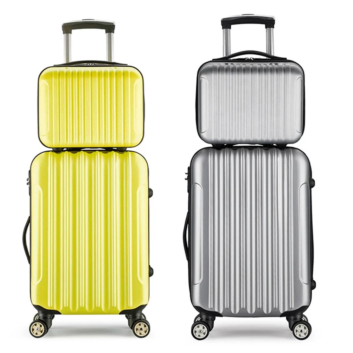 

2Pcs 14+20/24 inch Rolling Luggage Sipnner Wheels ABS+PC Women Travel Suitcase Men Fashion Cabin Carry-on Trolley Box luggage