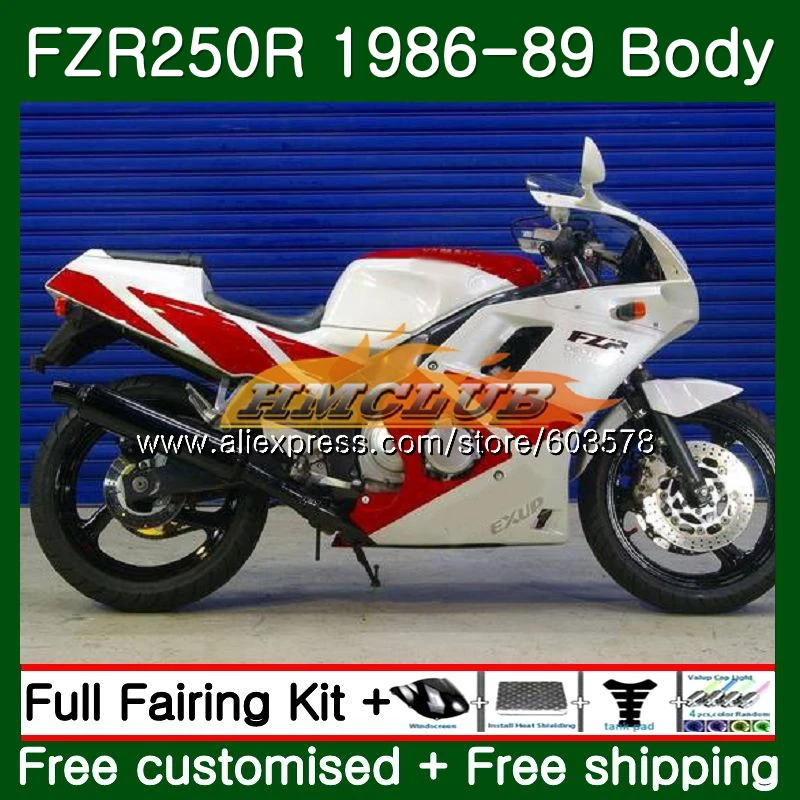 Корпус для YAMAHA FZR250R FZRR FZR 250 250R 1986 1987 1988 1989 124CL. 30 FZR250RR FZR-250 FZR250 86 87 88 89 обтекатель, цвет красный, белый
