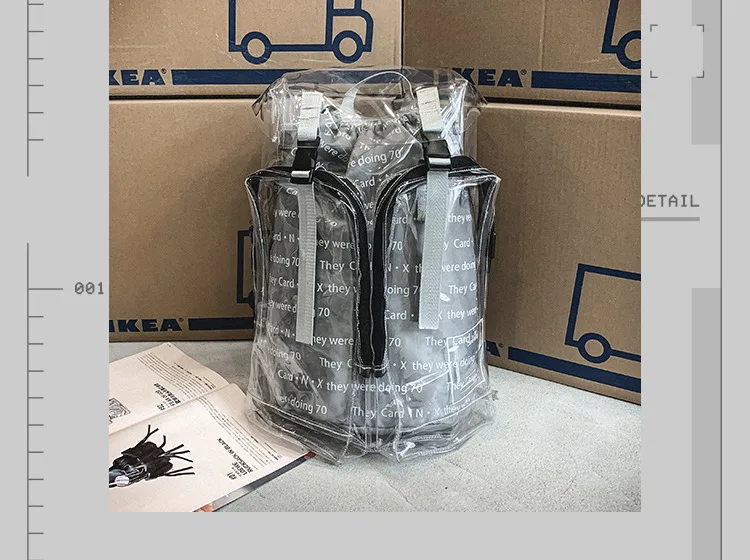 Large Clear Transparent Backpacks Fashion 3M Reflective PVC Bag Student Hip-hop Style Back To School Bags Men Travel Backpack