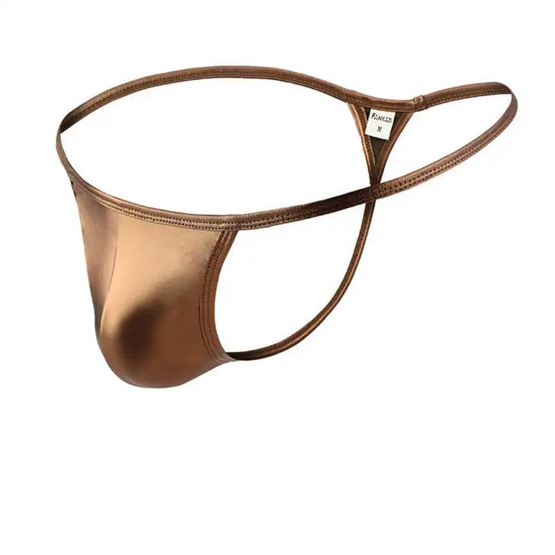 

Summer Mens Underwear Thongs Sexy Mini Bikini T-back Briefs Gay Lingerie Faux Leather Fetish Wetlook Jockstrap Cueca Homme S-XL