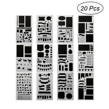 

20 Sheets Washable PET Drawing Ruler Painting Stencils Templates Graphics Stencils for Kids DIY Crafts Scrapbooking School Proje