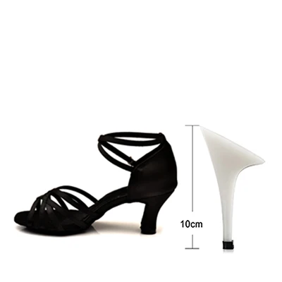 Ladingwu/ ; коричневые атласные женские туфли для латинских танцев; сандалии с мягкой подошвой; Обувь для бальных танцев и Танго; нумерация 7127 - Цвет: Black 10cm