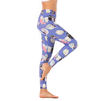 

Brands Women Fashion Legging Purple Cartoon Owl Printing leggins Sexy Slim legins High Waist Leggings Woman Fitness Pants