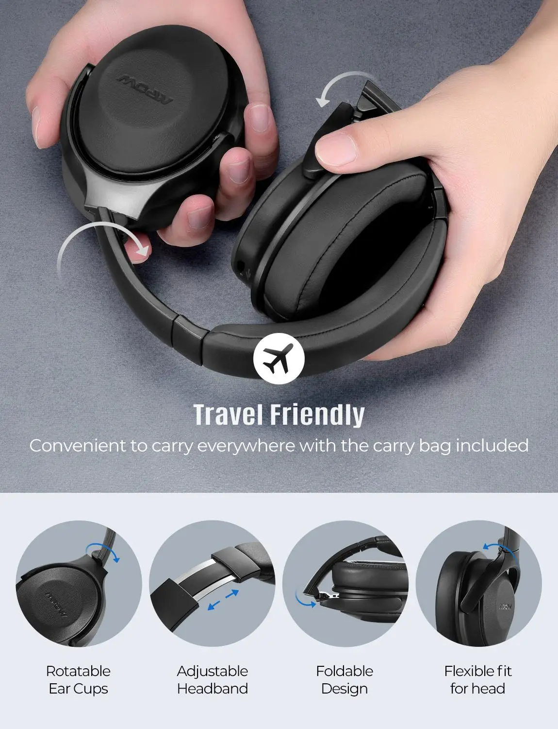 MPOW H17 Bluetooth 4.1/3.5mm Cable Headphone With Mic Over Ear Hifi Stereo Sounds Music Headset 30 Hours Study Gaming Earphone