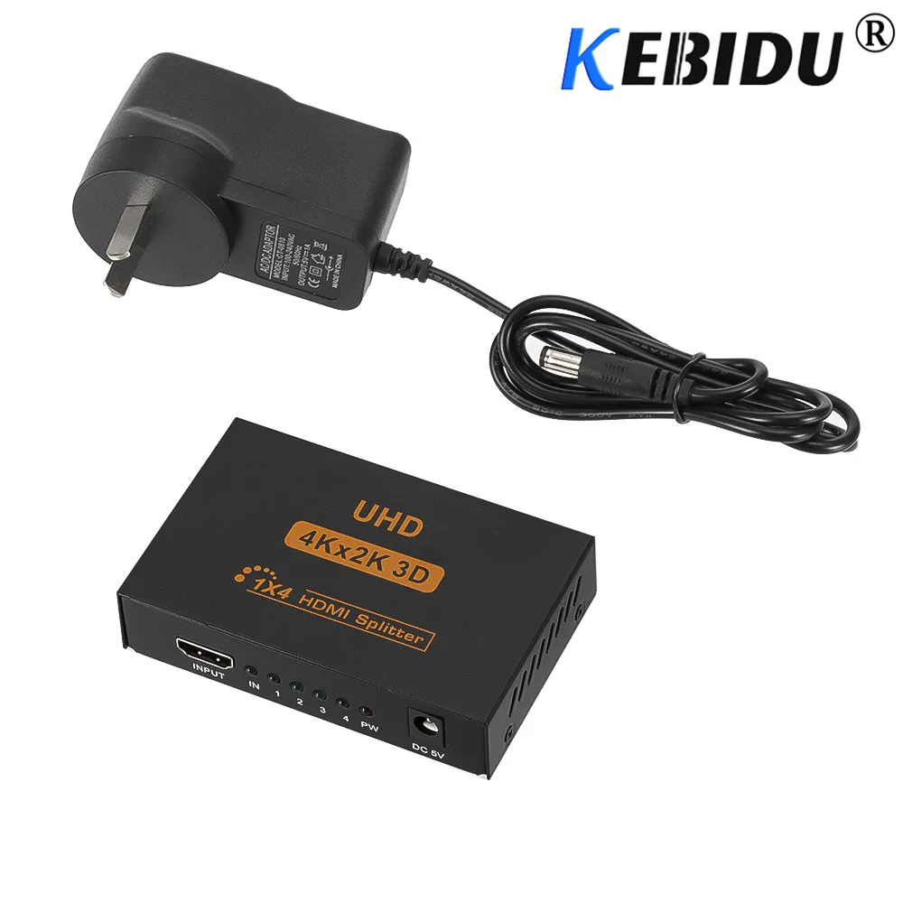 Kebidu 4K HDMI сплиттер Full HD 1080p видео HDMI коммутатор 1X2 1X4 двойной дисплей для HDTV DVD PS3 Xbox