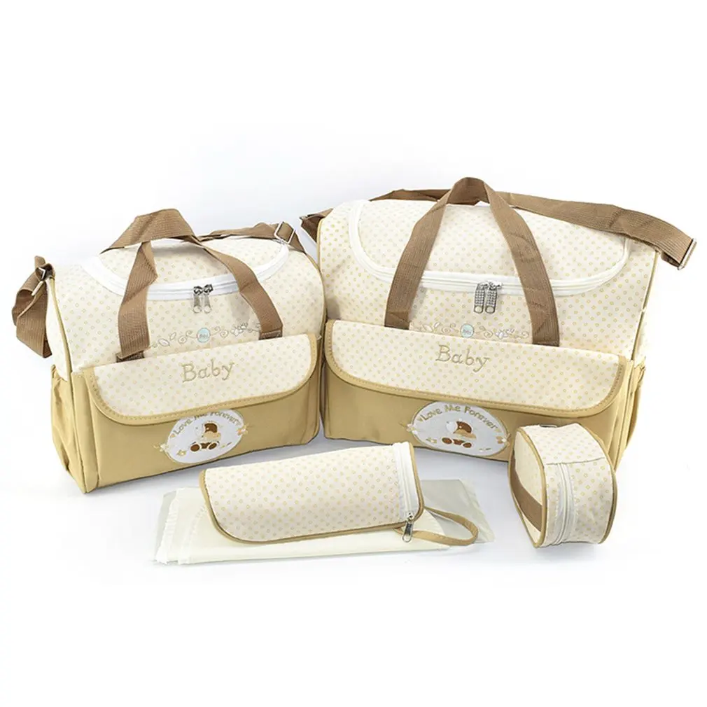 Мультяшная сумка для детских подгузников 42*30*20 см, костюмы для мам, держатель для детской бутылочки, коляска для мам, сумка-тоут для мам, сумка для мам, сумка для подгузников, набор из 5 вещей