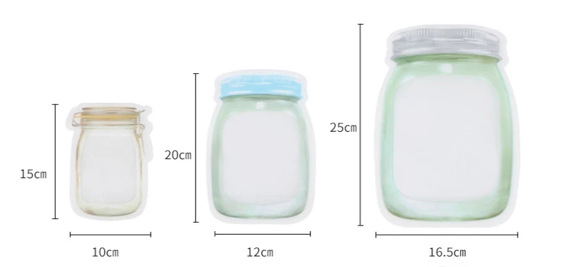 10 шт Mason Jar, сумка для хранения продуктов, сумка для хранения закусок, пищевая посылка, толстые пакеты на молнии с застежкой-молнией, многоразовые герметичные влагостойкие сумки