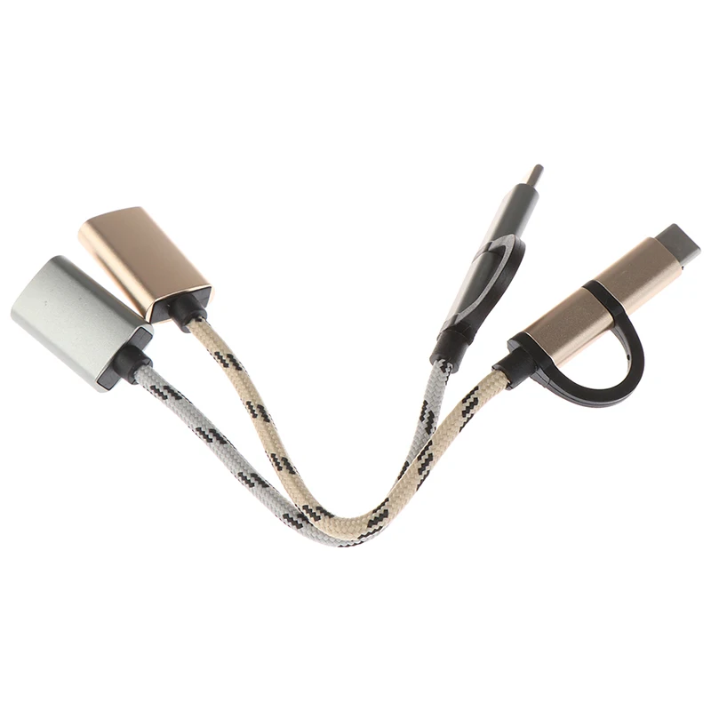 2 в 1 USB 3,0 OTG Кабель-адаптер для samsung нейлоновая оплетка Micro usb type C адаптер синхронизации данных