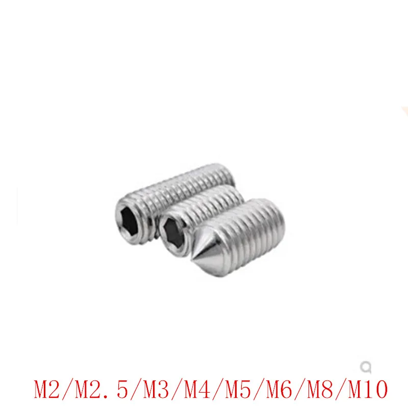 10-50pcs/Lot DIN914 m2 m2.5 M3 M4 M5 m6 m8 m10 Stainless Steel Hex Socket Cone Point Grub Set Screws | Обустройство дома
