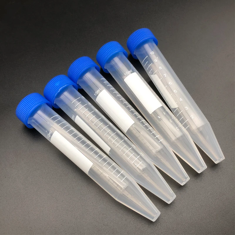 20Pcs/Pack10mL Plastic Screw Cap Flat Bottom Centrifuge Test Tube with Scale Centrifugal Tubes Laboratory Fittings
