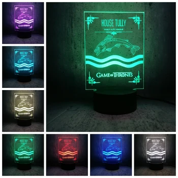 

HOUSE TULLY FAMILY moon lamp DUTY HONOUR 3D LED Lamp Game of Thrones night light exhibition lava display