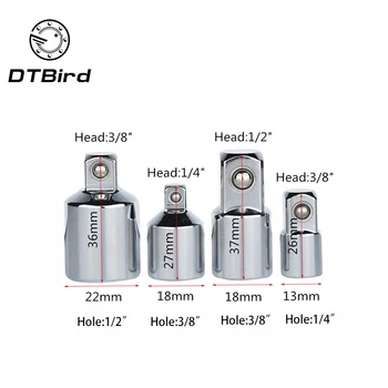 

4PC Silver Sleeve Interchange Joint Diameter Change Joint 1/2 3/8 3/8 1/4 Made of High Quality Chromium Vanadium Alloy Steel