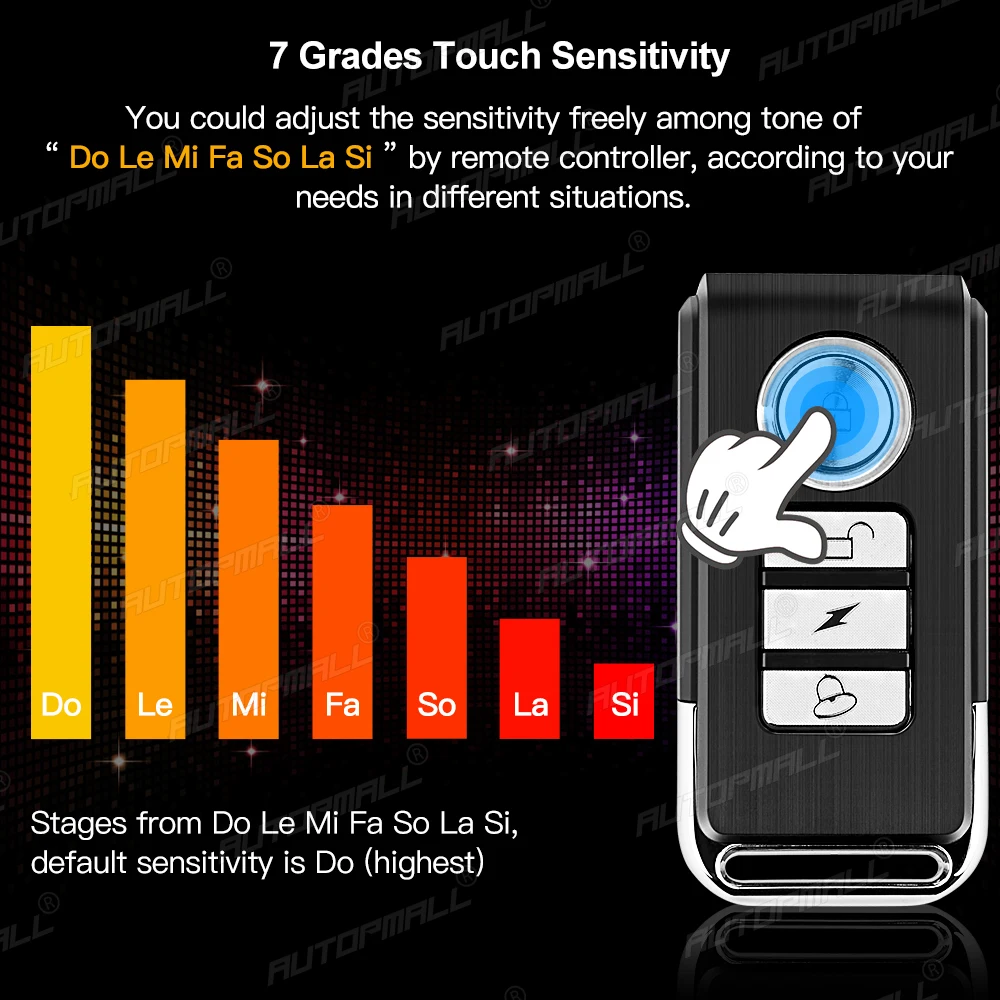 Bicycle Bike Wireless Alarm System Vehicle Remote Control Vibration Voice Alarm Bicycle Protection Anti-Lost SOS Security