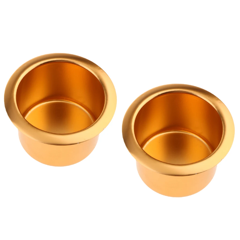 2PCS UNIVERSAL RV BOAT CUP DRINK HOLDER - Stainless Steel Cup Bottle Rack for Boats RV & Campers - Gold, 80x64mm
