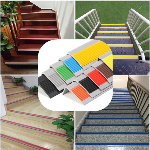 Non-Slip Stair Edge Protector, PVC Rubber Stair Treads, Self-Adhesive Stair  Step Edge Trim, Rubber Stair Nosing, Waterproof Stair Edging Covers For