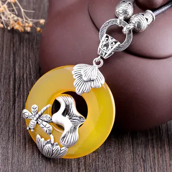 

manufacturer direct sales S925 sterling silver jewelry Thai silver lady jade pendant autumn winter sweater accessories