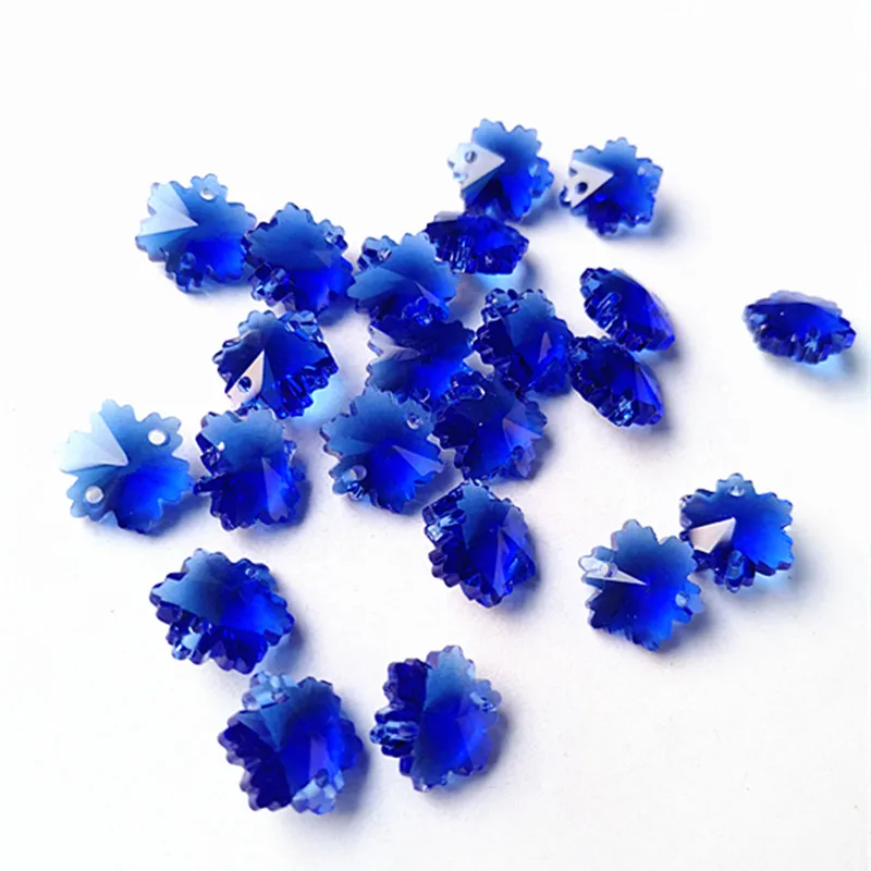 Top Quality 500pcs/Lot Blue 14mm K9 Crystal Snow Chandelier Beads(Free Rings) In 2 Holes For Christmas Party Decoration