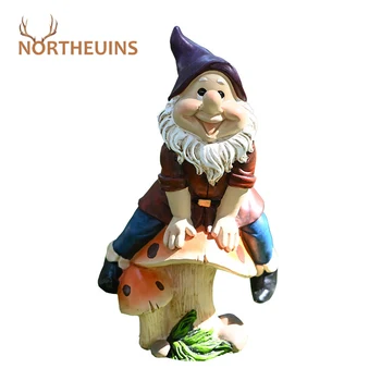 

NORTHEUINS Dwarf Mushroom Statues Creative Christmas Desktop Decor Decoration Figurines for Interior Home Modern Figures Gifts
