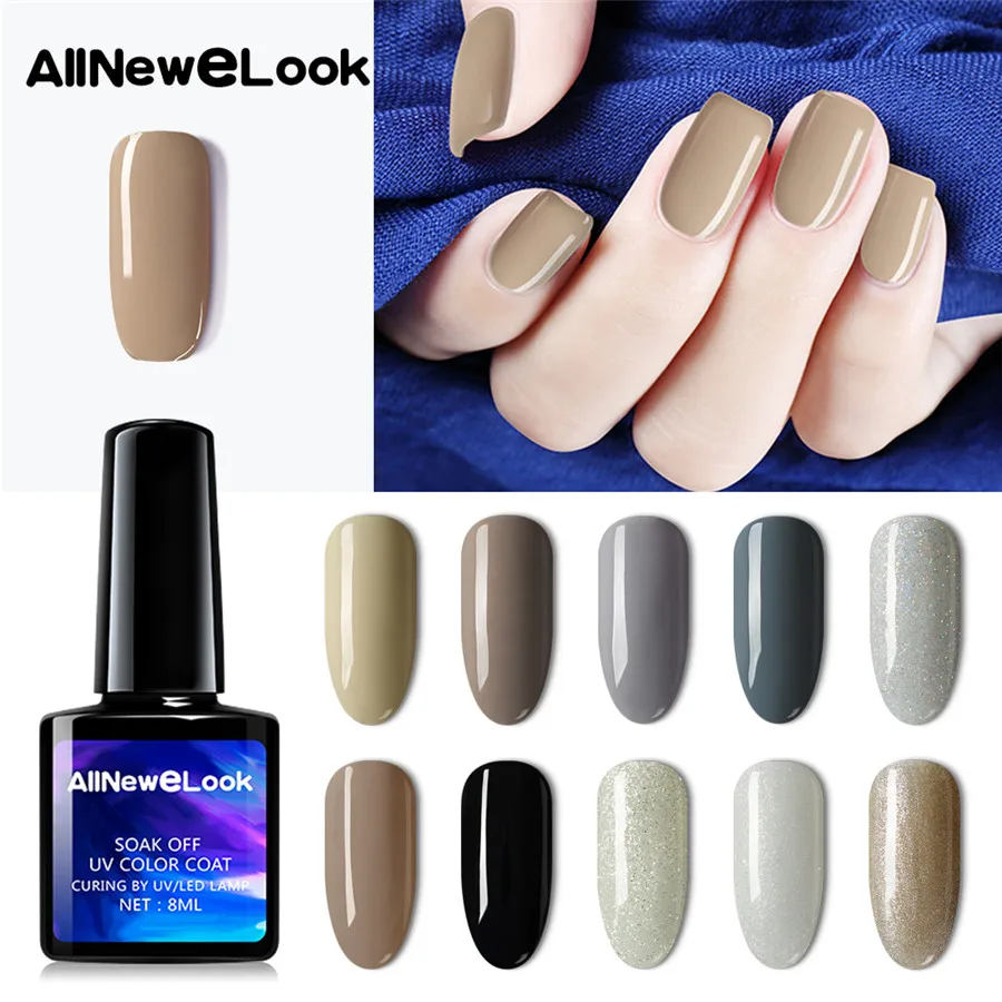 

AllNeweLook 8ML Grey Series Nail Gel Polish Pure Nail Color Black UV Gel Lacquer Varnish Soak Off Nail Art Manicure Accessories