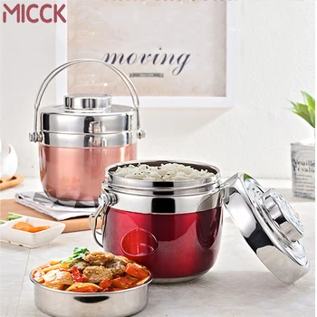 

MICCK Office Worker Portable Lunch Box New Stainless Steel Insulated Lunch Box Creative New Grid Insulated Bucket Soup Container