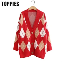 Алмазный геометрический вязаный женский свитер кардиган элегантный дизайн трикотажная куртка корейская мода Женское пальто