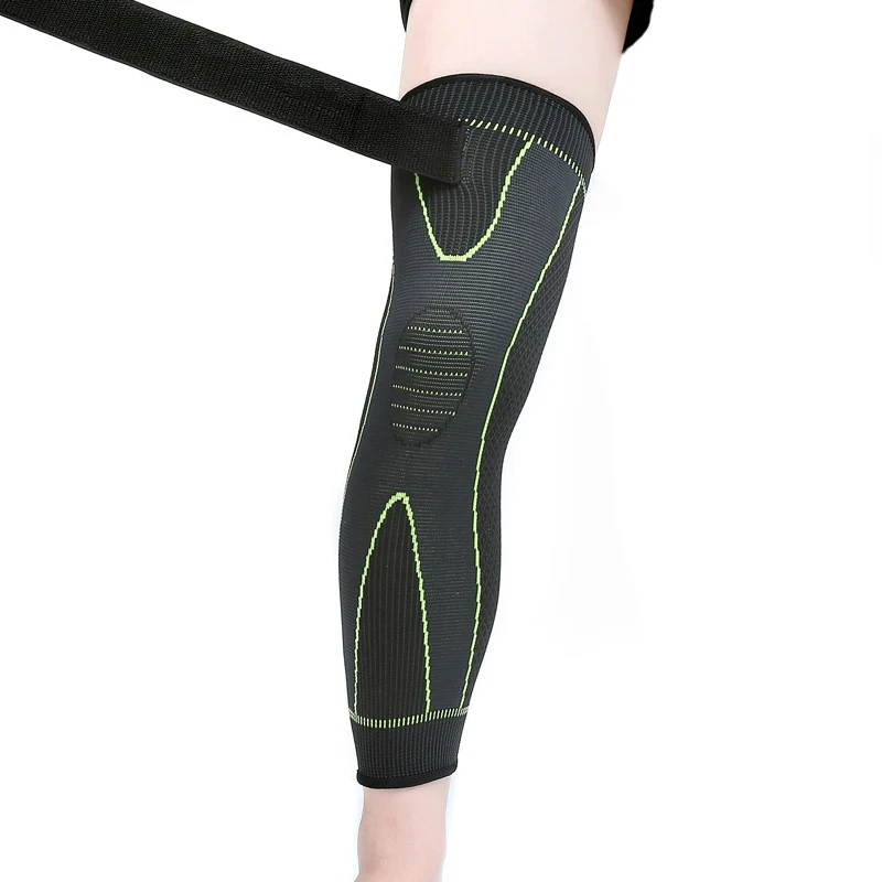 1 шт., удлиненные спортивные гетры для поддержки колена, Длинные Зеленые Полосатое облегающее наколенники, Нескользящие теплые наколенники