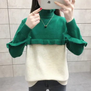 

2020 The new film 9086 falbala color matching half a turtleneck pullovers 56 - row 13 1 shelves on the second floor