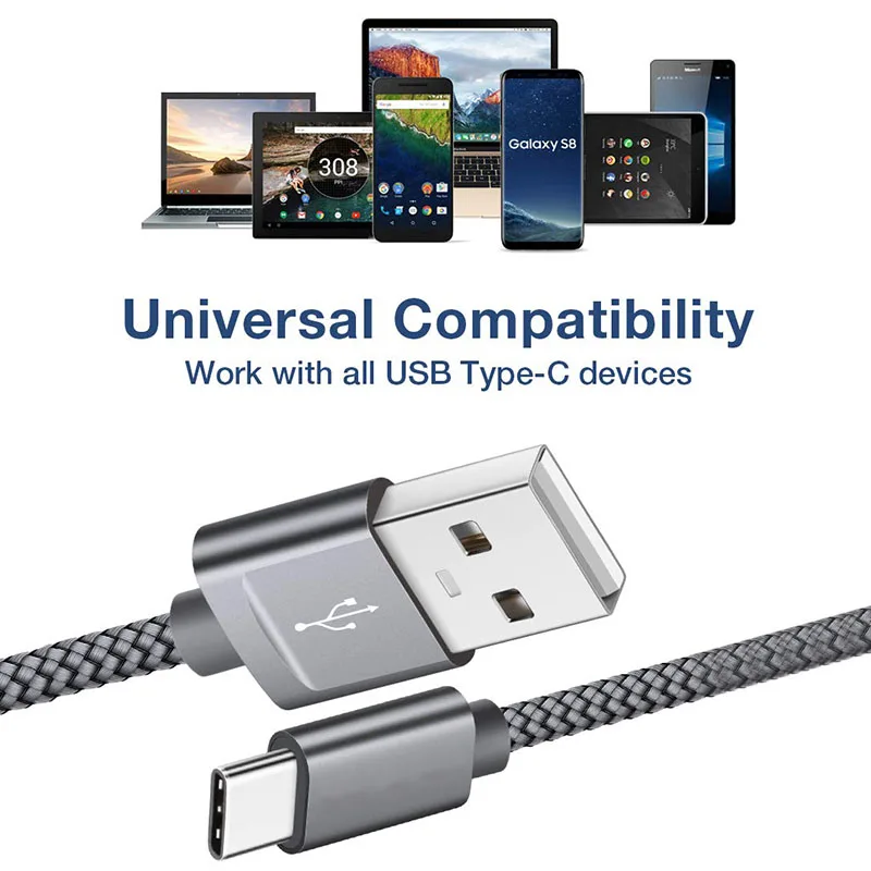 1 м Плетеный usb type C кабель для samsung S9 S10 Plus USB C кабель для мобильного телефона Быстрая зарядка type C кабель для устройств usb type-C