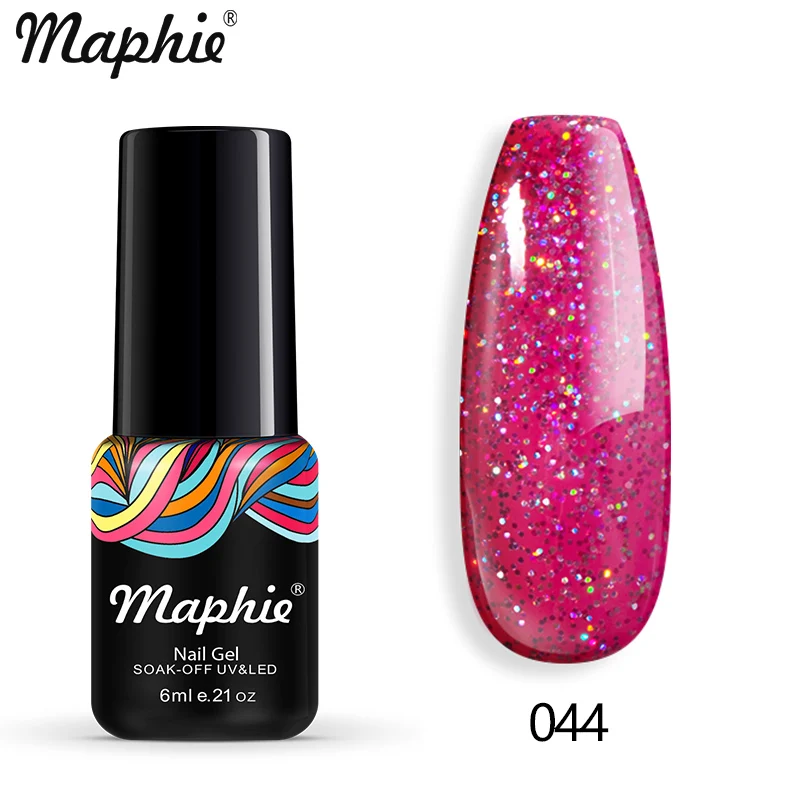 Maphie Алмазный Блеск светодиодный Гель-лак для ногтей замачиваемый долговечный Гибридный лак для ногтей синий цвет Блестки УФ Гель-лак для ногтей - Цвет: 044