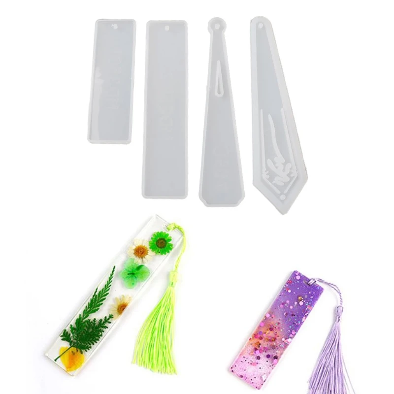 

4Pcs DIY Bookmark Resin Mold Bookmark Silicone Molds Jewelry DIY Art Craft Mold U4LF