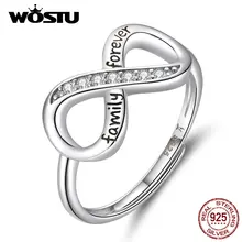 WOSTU, S925, бесконечная любовь, кольца для женщин, Настоящее 925 пробы, серебро, CZ, кольцо, означает счастье и красоту, ювелирное изделие, подарок CQR579