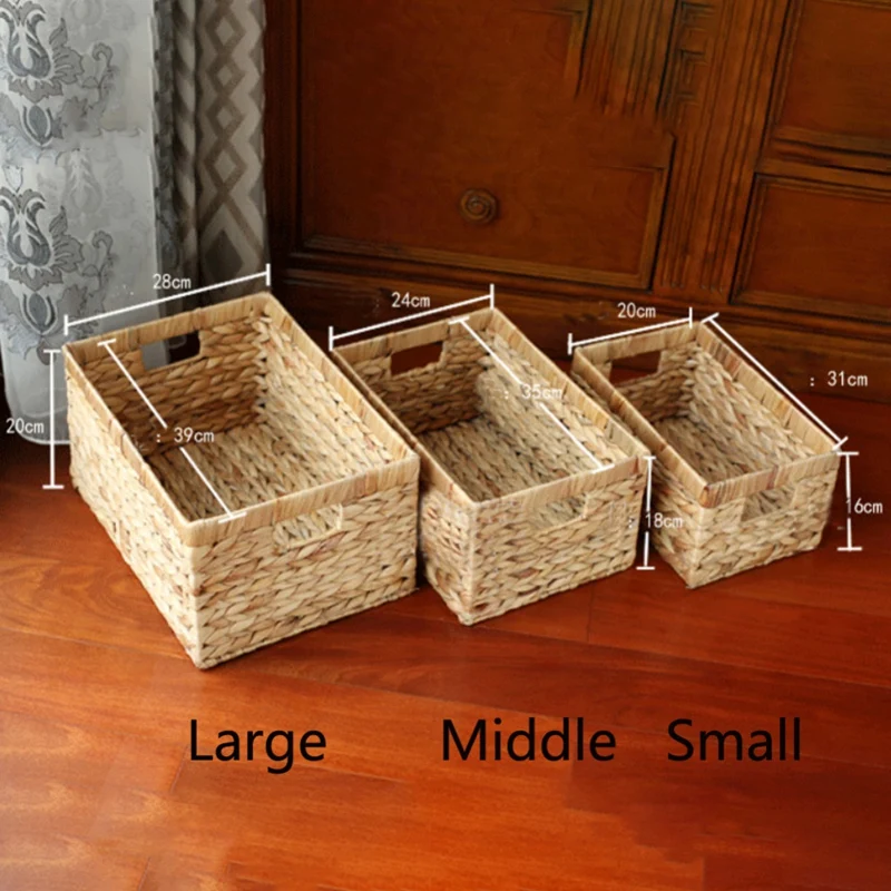 3Pcs Golden Willow Storage Basket Rattan Storage Basket Storage Box Straw Without Cover Box Storage Box Gourd Weaving