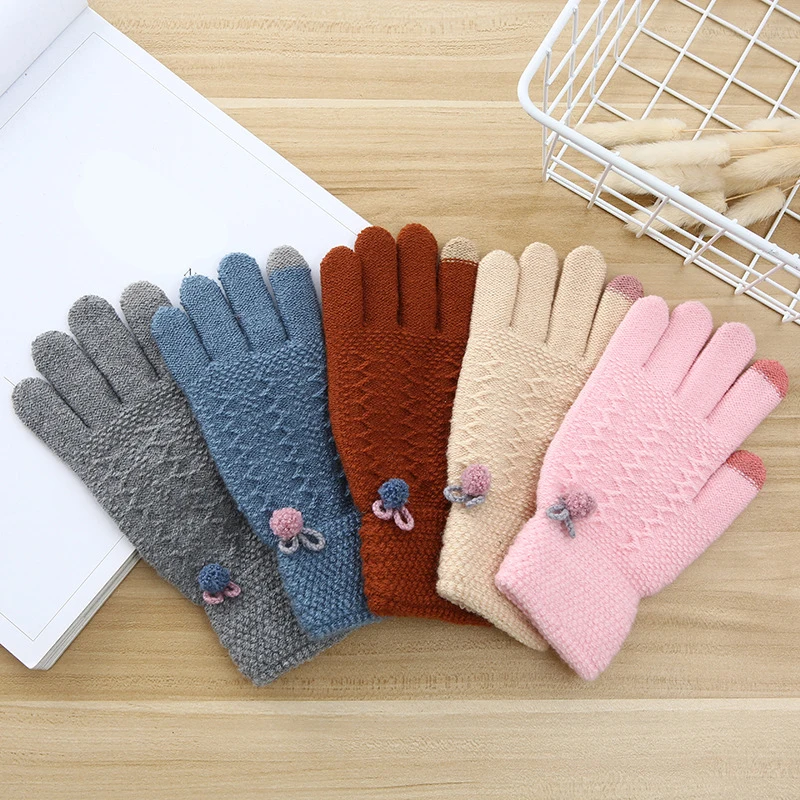 Перчатки зимние Guantes Invierno Mujer плюс толстые теплые Neri бархатные пять пальцев