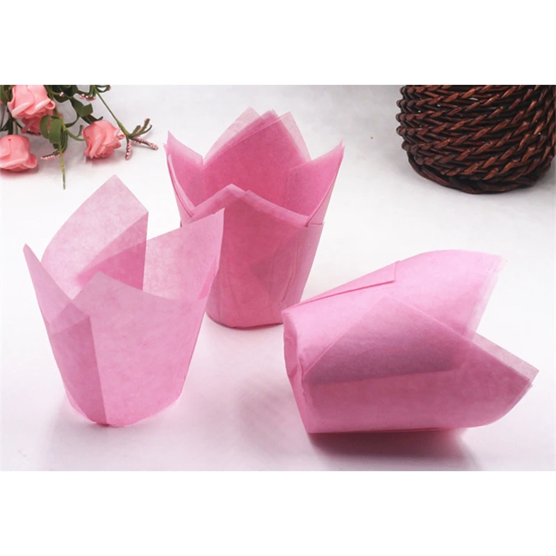 

50Pcs Tulip Cupcake Paper Cases Cupcake Paper Cups Oilproof Muffin Cupcake Paper Cups For Cupcakes Bakeware Cake Tools