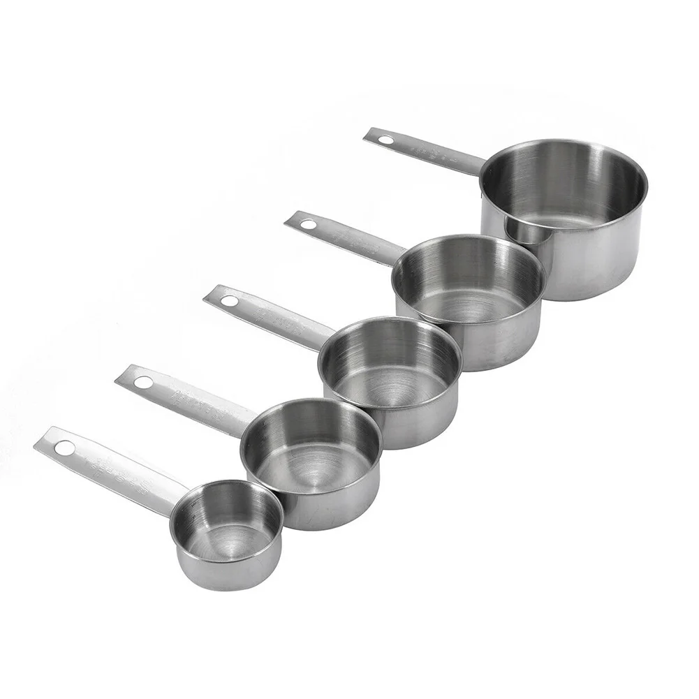 5PCS/Set Spoons Gadgets Non Toxic Stainless Steel Tool Kitchen Durable Measuring Cups Baking Silver Portable Cooking Practical