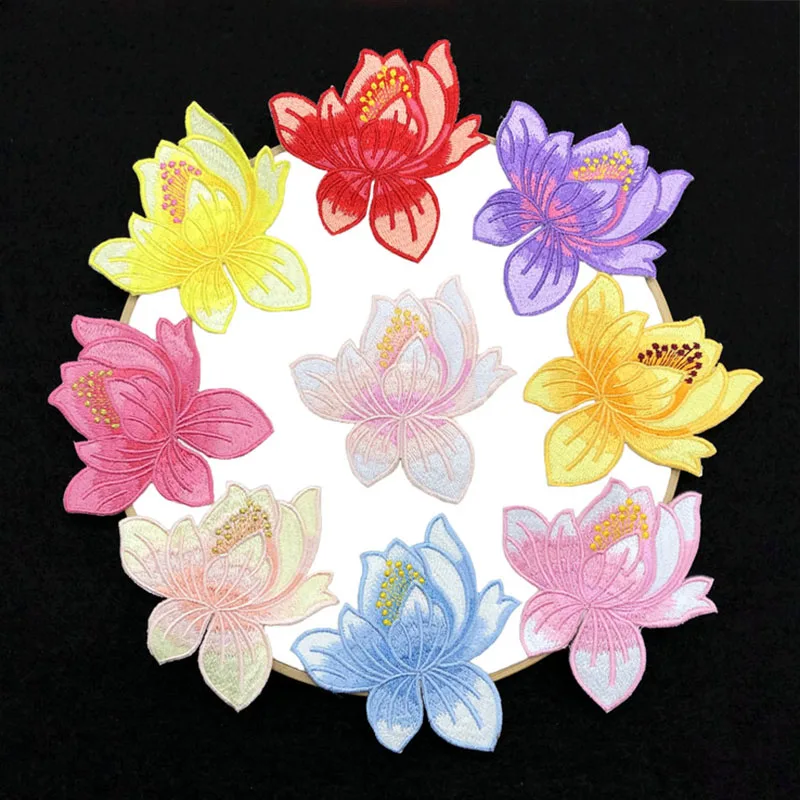Разноцветная Цветочная вышивка лотоса регулируемые аксессуары для одежды