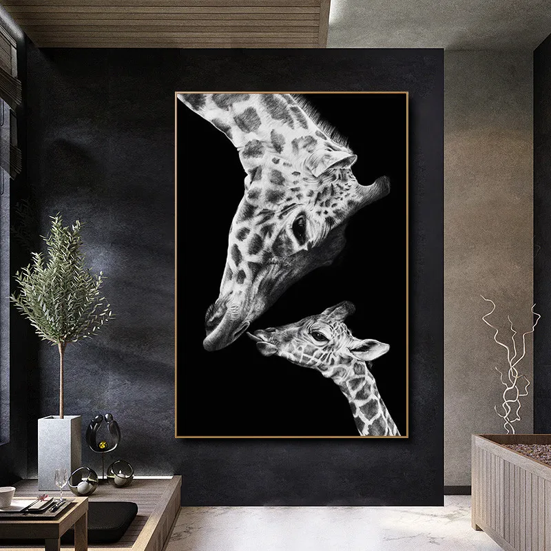 

Giraffe Mother and Child Canvas Paintings On the Wall Art Posters and Prints Nordic Animals Funny Art Pictures Cuadros Decor