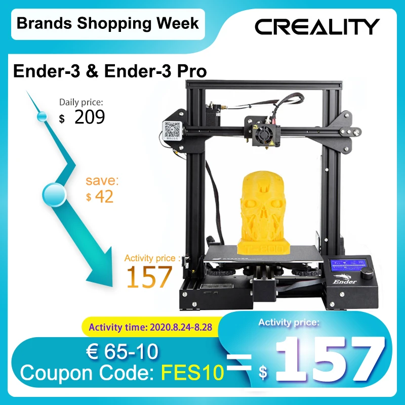  Creality 3D Ender 3 / Ender 3 Pro 3D принтер DIY Набор самостоятельной сборки Ender 3 с обновлением Resume Printing MeanWell источник питания 
