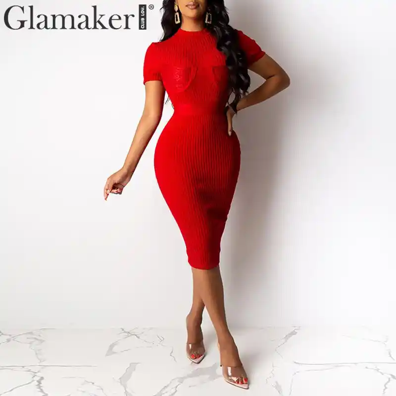 Красное Трикотажное Платье