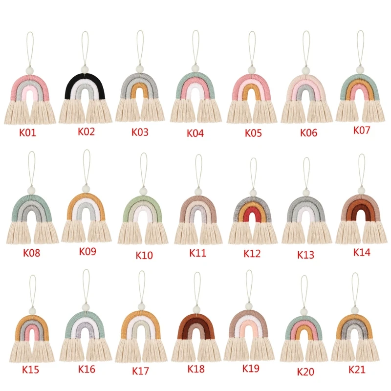 Correa de arcoíris hecha a mano para teléfono colgante de algodón, correas para teléfono móvil, cordón, llavero, anillo para teléfono móvil, accesorios, 1 ud.