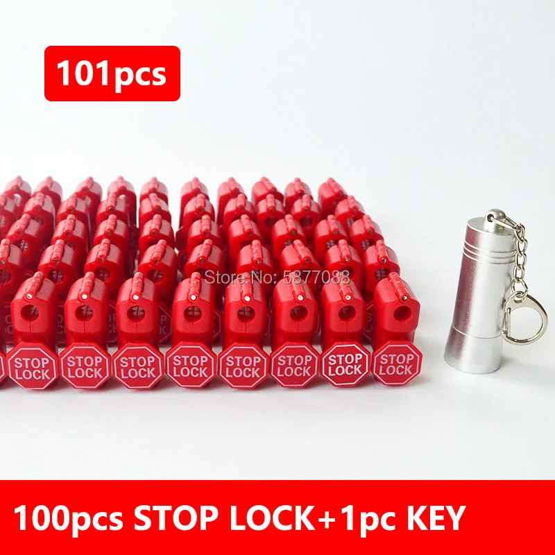 101pcs Stop Lock and Magnetic Key Detacherfor Store Display Security Hook Stem&peg Stoplok Plastic Little Red  Hook Lock s3 handkey eas detacher security key handkey display lock magnetic detacher hook key lockpicker remover