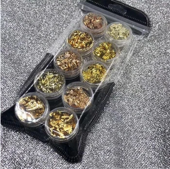 

10 Colors Foil Nail Art Glitter Holographic Chunky Kit Hair Manicure Body Makeup Resin 3d Sequin Tip (2 Sets,A, B ) Nail Flakes