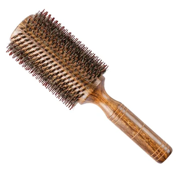 

Professional 63MM Barber Wood Round Hair Brush Boar Bristle Hair Blowing Comb for Long Hair Curling and Straightening Brush