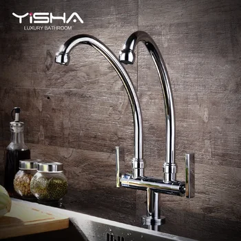 

Kitchen Single Cold Double Pipe Outlet Faucet Flat Installation Three Models Optional Sink Universal Rotating Dishwasher Tap