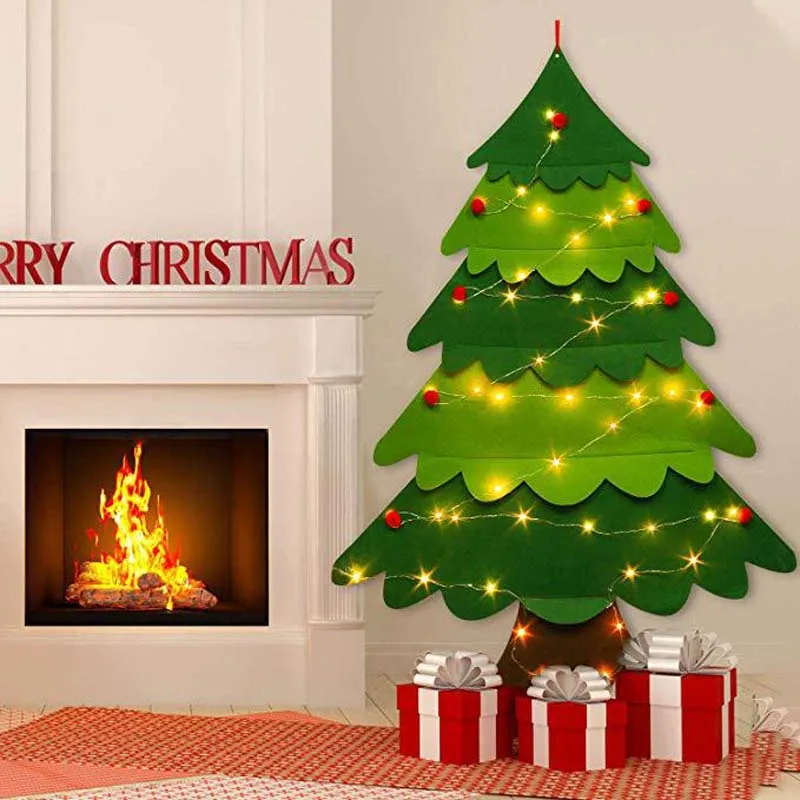 DIY войлок с подсветкой Рождественская елка подарок на год детские игрушки искусственные настенные украшения для дома войлочная ткань