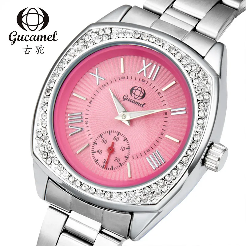 Женские кварцевые часы GUCAMEL водонепроницаемые со стальным ремешком и