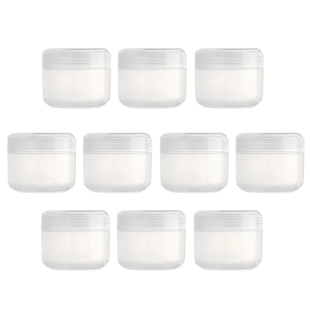 10pcs Empty Jars with Lids, Refillable BPA-Free Plastic Container - Refillable Round Makeup Containers for Cosmetic - 20/50/100g